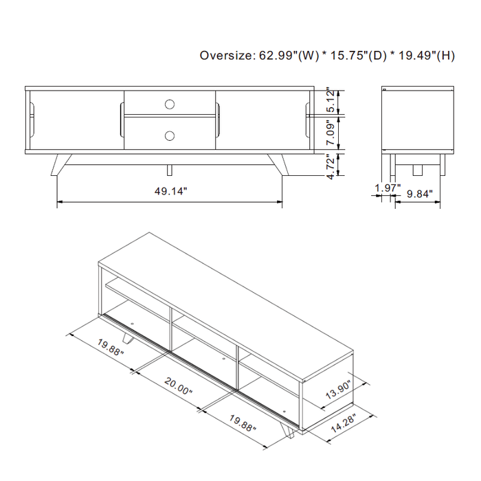 Venable Mid-Century Modern White 62-inch TV Stand