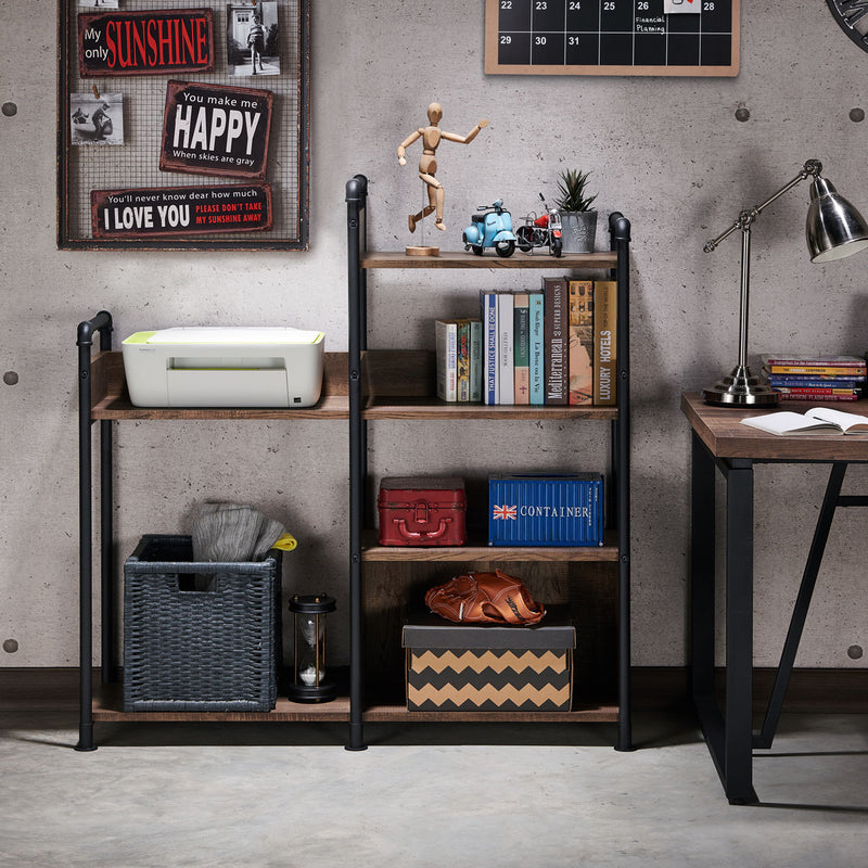 Symone Industrial Reclaimed Oak 6-Shelf Wood Bookshelf