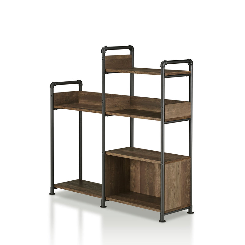 Symone Industrial Reclaimed Oak 6-Shelf Wood Bookshelf
