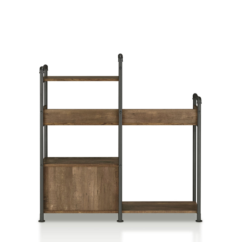 Symone Industrial Reclaimed Oak 6-Shelf Wood Bookshelf