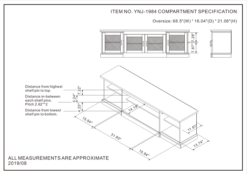 Corbette Rustic 69" Reclaimed Oak 6-shelf TV Stand