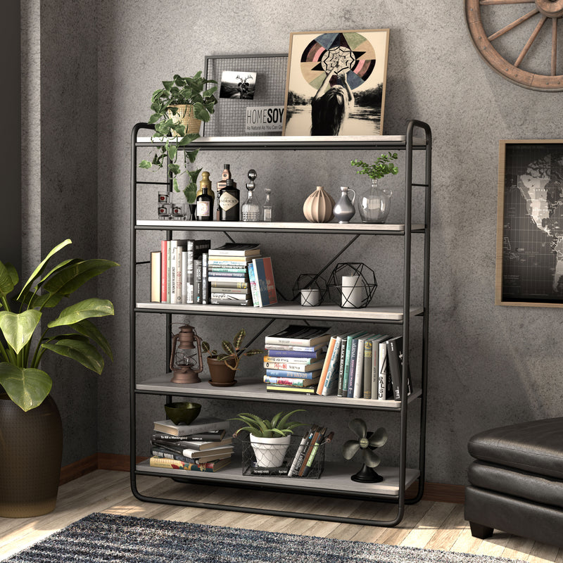 Melora Urban White 5-Shelf Display Bookcase
