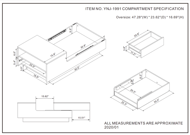 Mayger Contemporary 47" Light Hickory 1-Shelf Coffee Table with Sliding Top