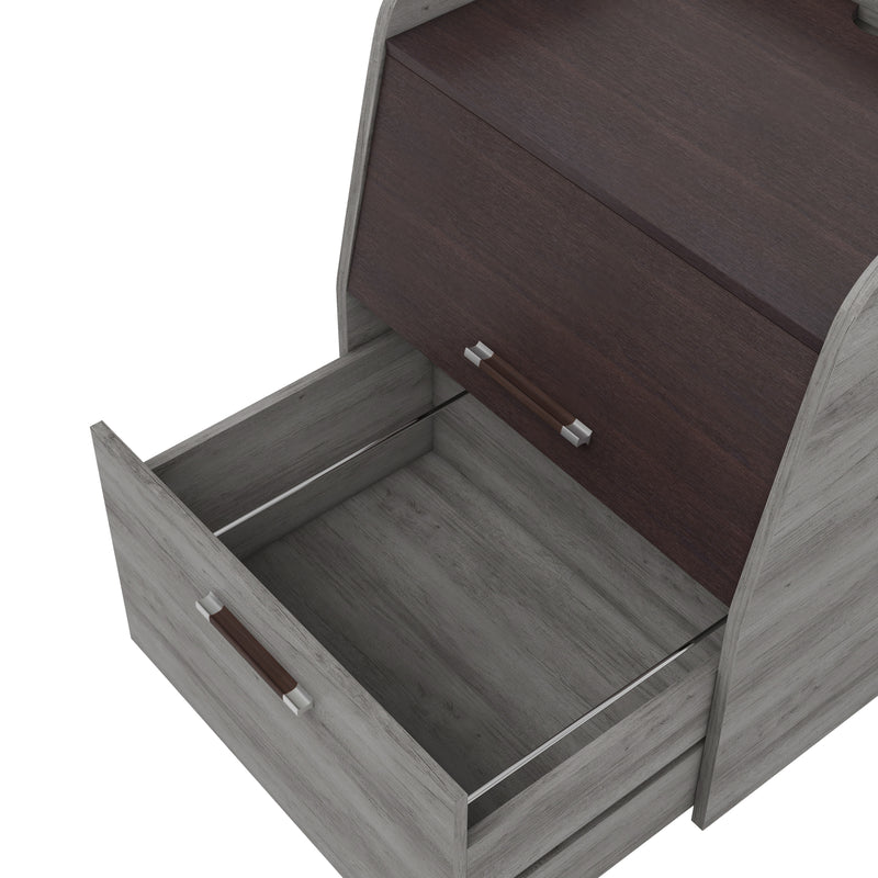 Anneta Transitional Vintage Gray Oak Wood File Cabinet with Caster