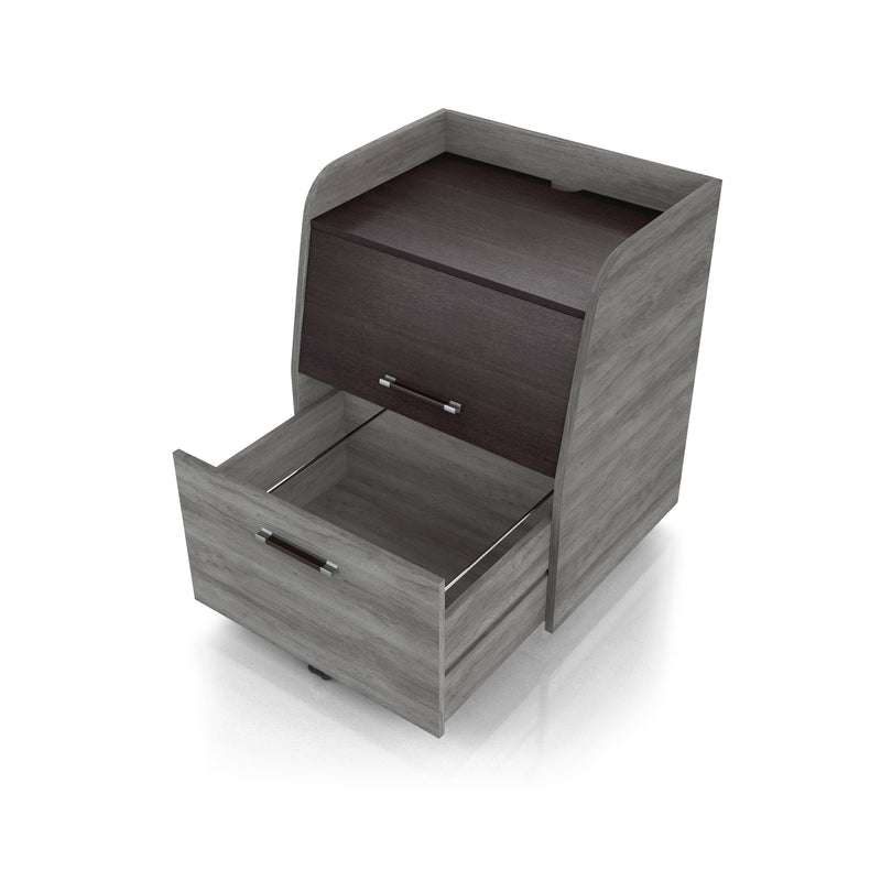 Anneta Transitional Vintage Gray Oak Wood File Cabinet with Caster