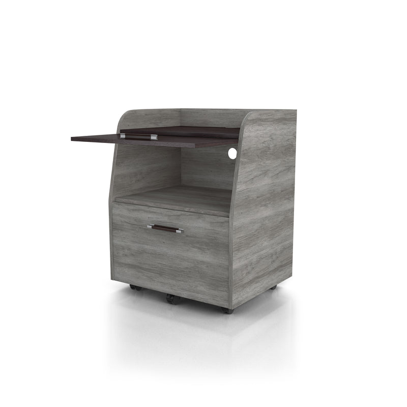 Anneta Transitional Vintage Gray Oak Wood File Cabinet with Caster
