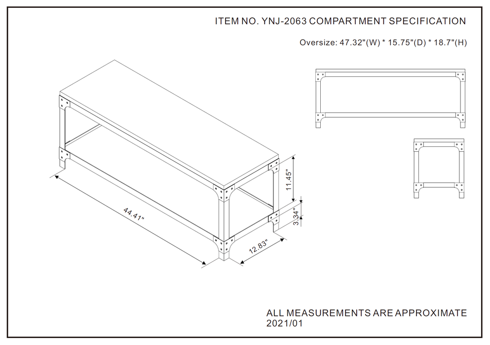 Frazier Mountain Urban Metal Shoe Storage Bench (47-inch)