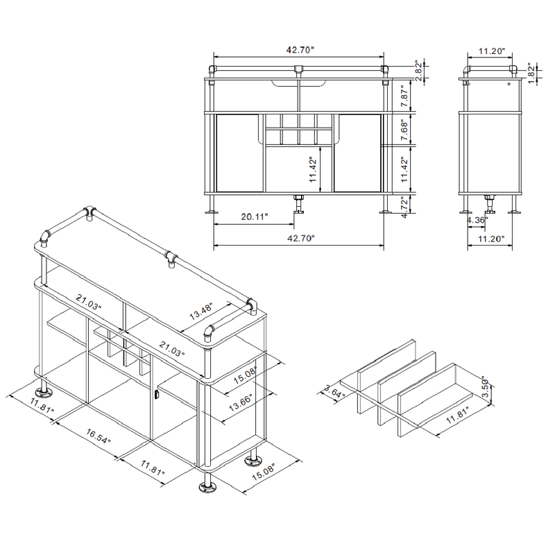 Smith Industrial 8-Bottle Wine Cabinet with Pipe Metal (47-inch)