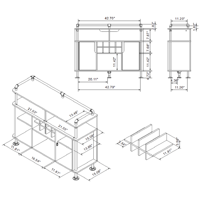 Smith Industrial 8-Bottle Wine Cabinet with Pipe Metal (47-inch)