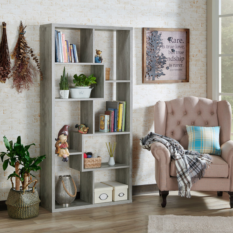 Brigman Modern Gray 8-Shelf Wood Bookcase