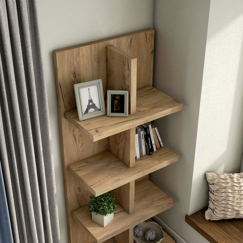 Santo Transitional Light Oak Wood 4-Shelf Bookcase