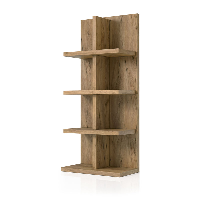 Santo Transitional Light Oak Wood 4-Shelf Bookcase