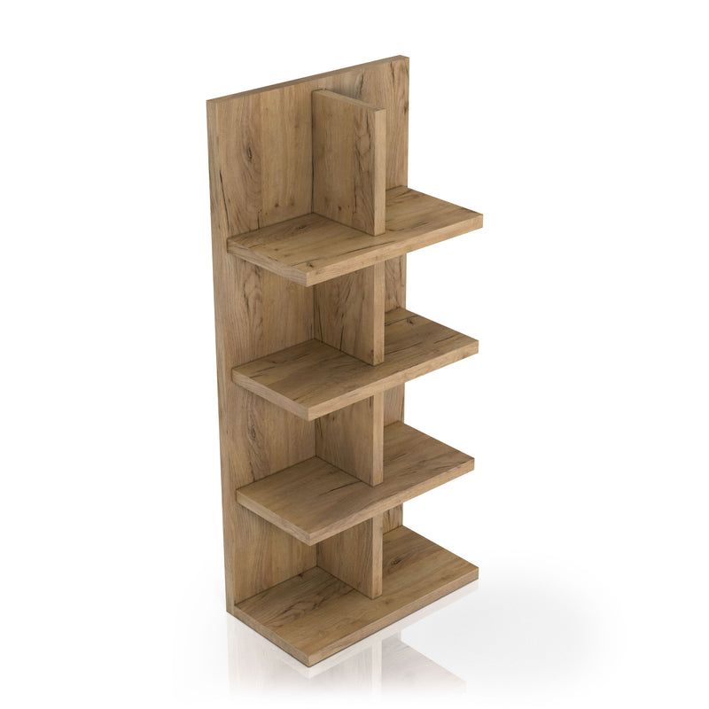 Santo Transitional Light Oak Wood 4-Shelf Bookcase