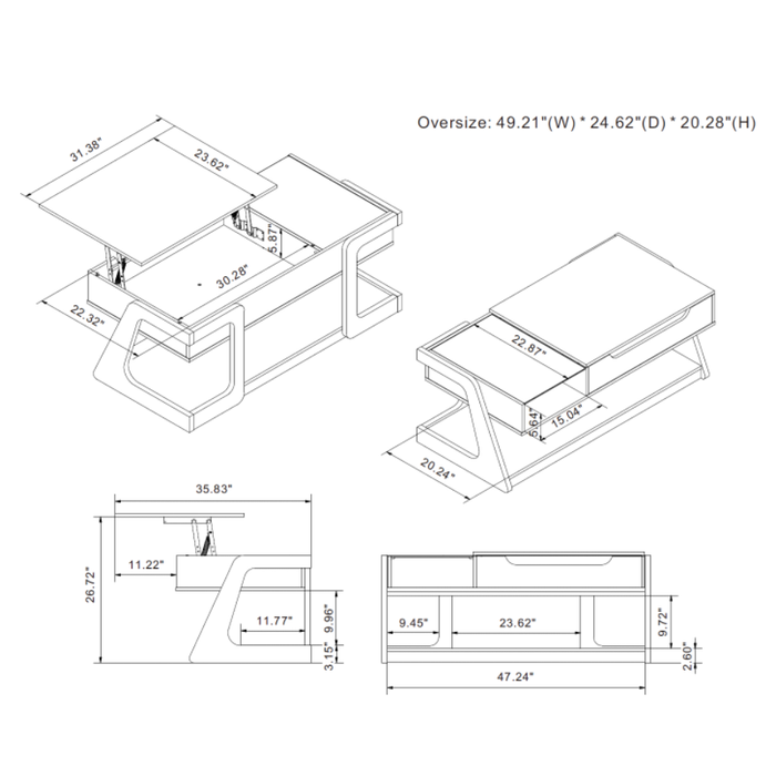Oakley Contemporary White 49-inch Lift-top Coffee Table