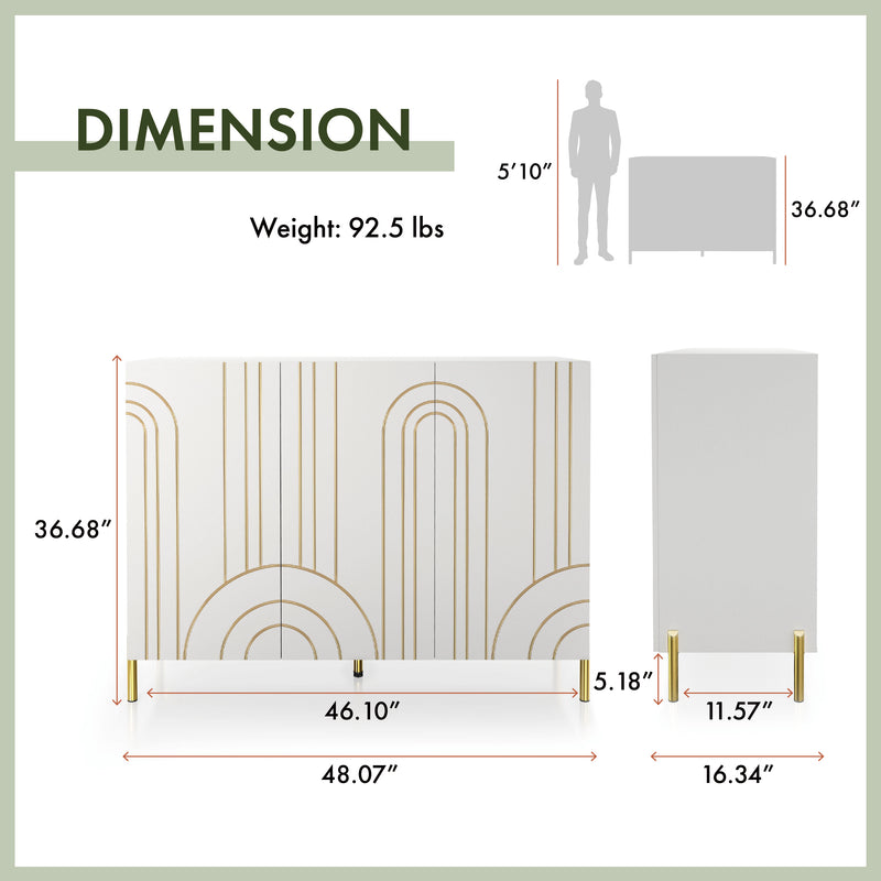 Nidra Modern Adjustable 4-Shelf Dining Sideboard Buffet with Storage Cabinet