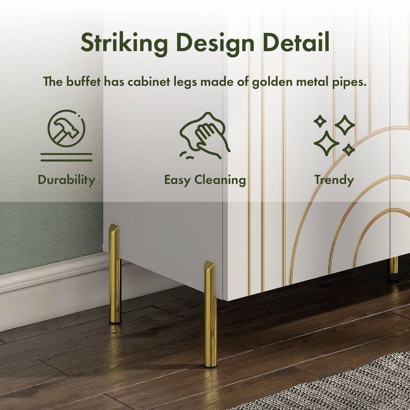 Nidra Modern Adjustable 4-Shelf Dining Sideboard Buffet with Storage Cabinet