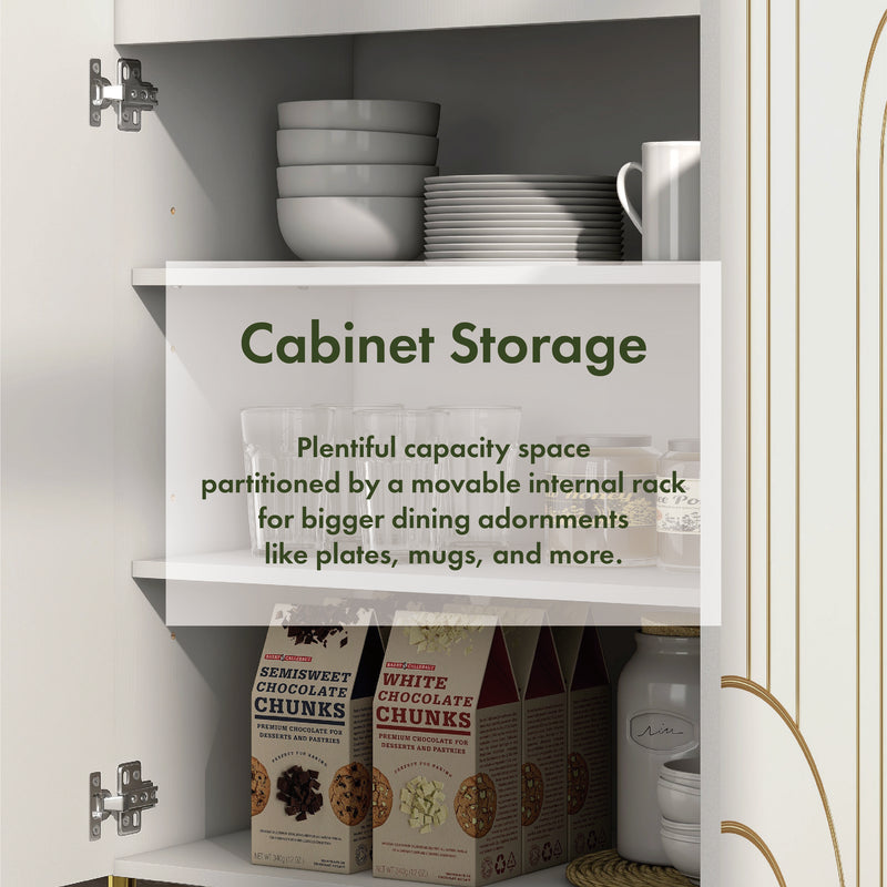 Nidra Modern Adjustable 4-Shelf Dining Sideboard Buffet with Storage Cabinet