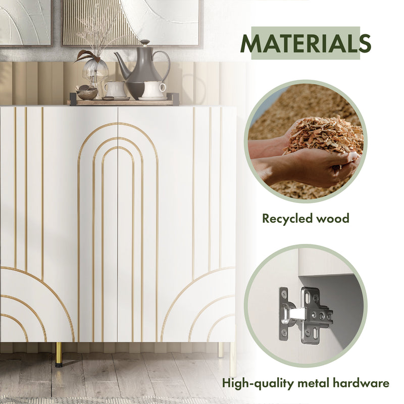 Nidra Modern Adjustable 4-Shelf Dining Sideboard Buffet with Storage Cabinet