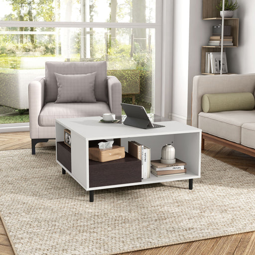 Julieta Modern 39-inch Lift-Top Coffee Table with 16 Colors LED Light and Hidden Storage