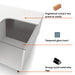 Informational image of the materials of a contemporary white and brown storage coffee table with a glass inset and LED lighting