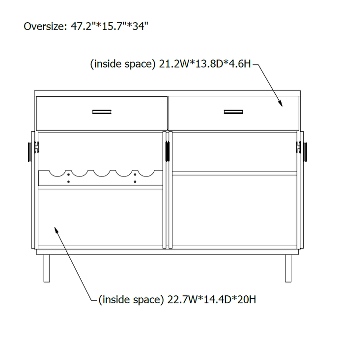 Monique Chic Black 5-Bottle 47-inch Wine Bar Cabinet