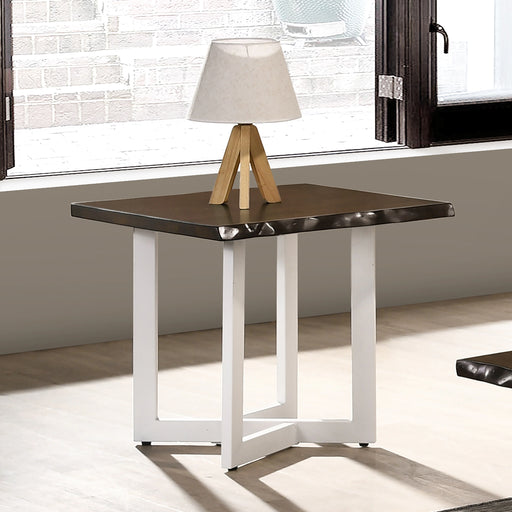 Lloyd Dark Oak & White Live Edge Eco-friendly Rubberwood Side Table