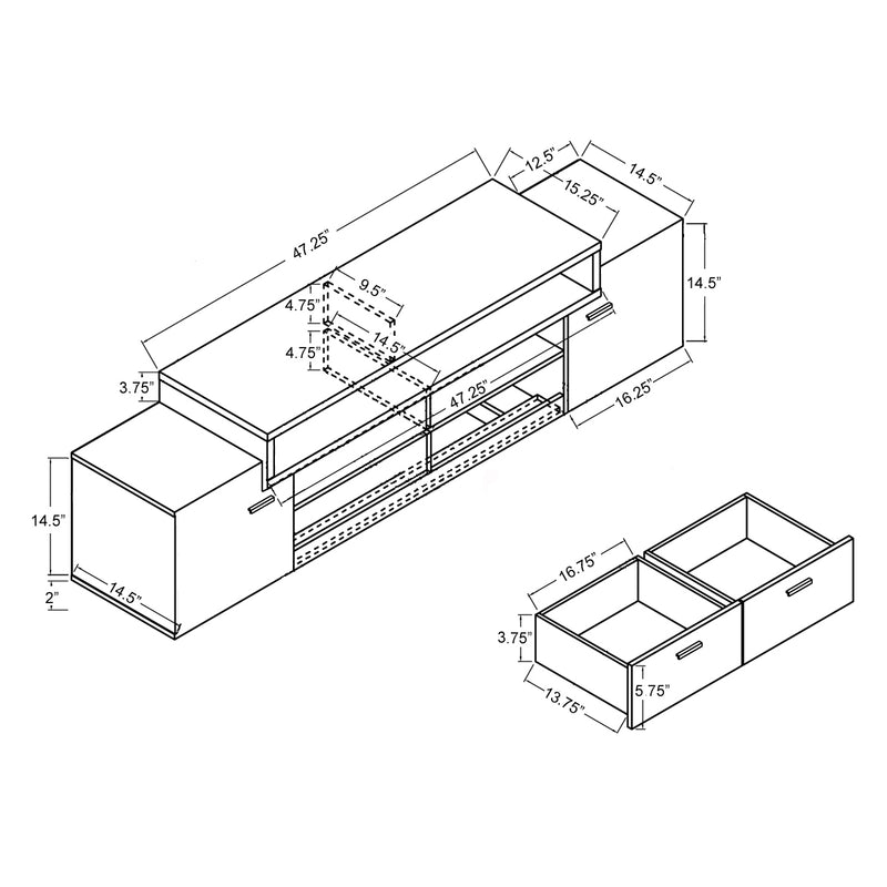Cordelle Modern Red Cocoa Multi-Functional  72-inch TV Console