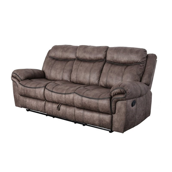 Destini Brown Leatherette Reclining Sofa with USB and Cup Holders