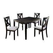 Socarra Black X-Back & Light Grey Tan Fabric 5-Piece Dining Set on a white background