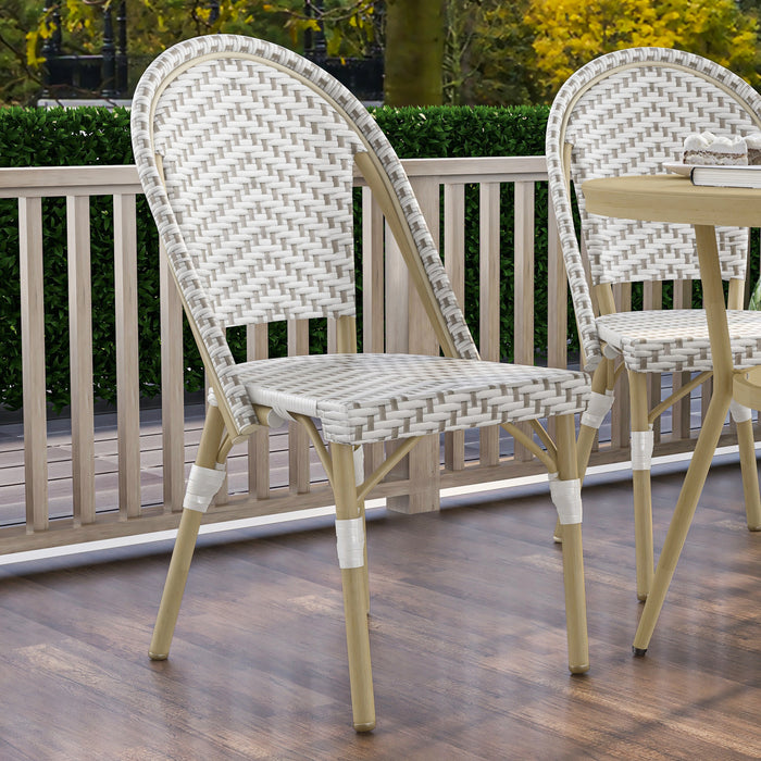 Ferdinand Chevron Patterned Wicker Patio Bistro Chairs (Set of 2)