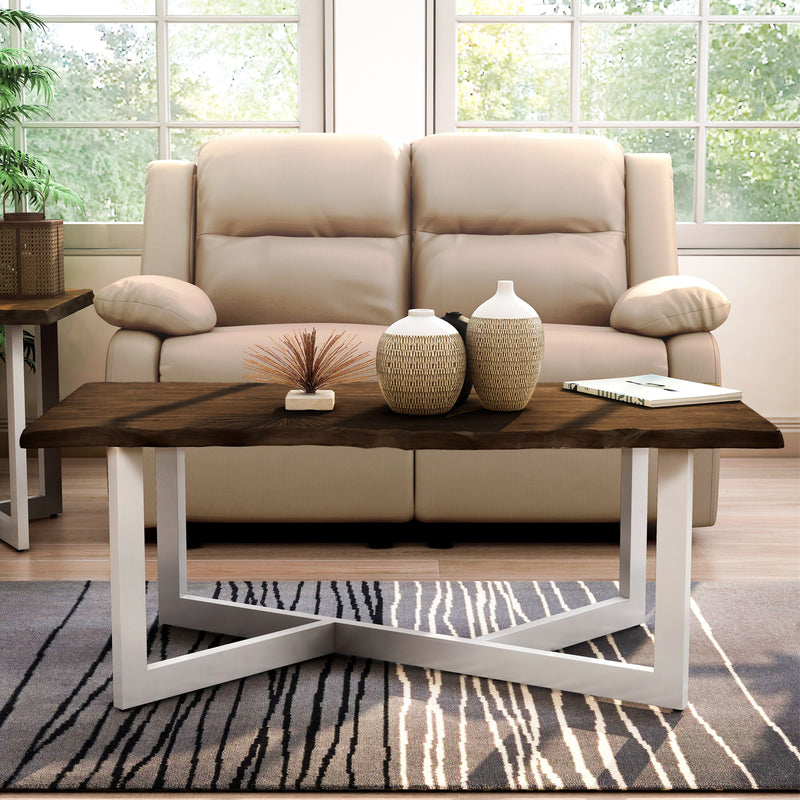 Lloyd Dark Oak & White Live Edge Eco-friendly Rubberwood Coffee Table