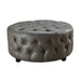 Latoya Button Tufted Bonded Leather Round Accent Ottoman