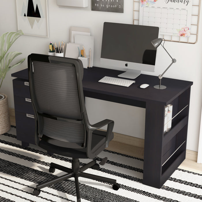 Patton Espresso Computer Desk & Black Desk Chair