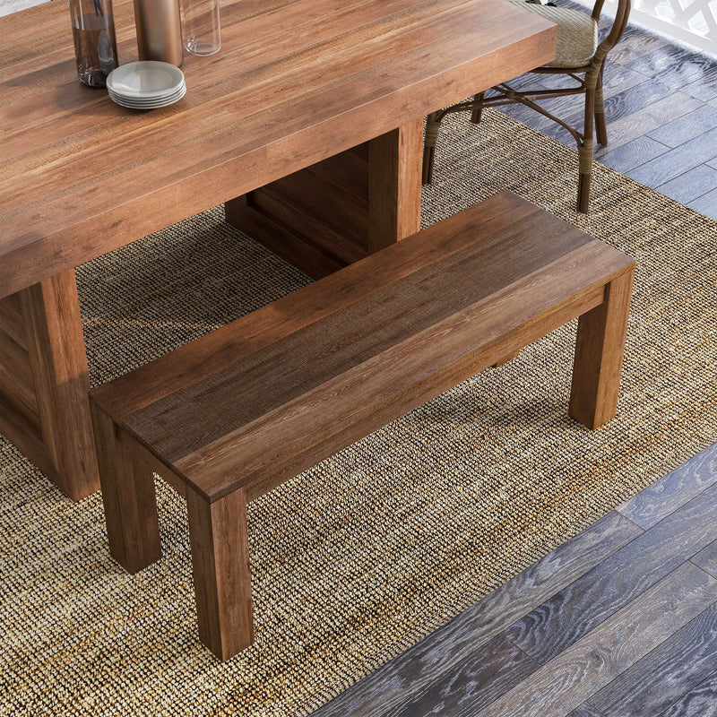 Nikita Rustic Unfinished Natural Tone Solid Mango Wood Entryway Bench
