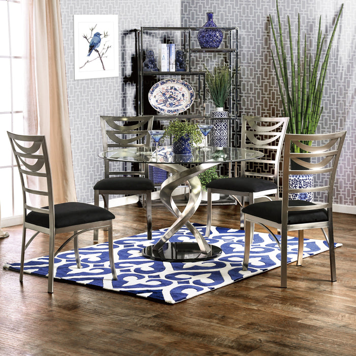 Roxo Modern Stain Plated 5-Piece Round Dining Set