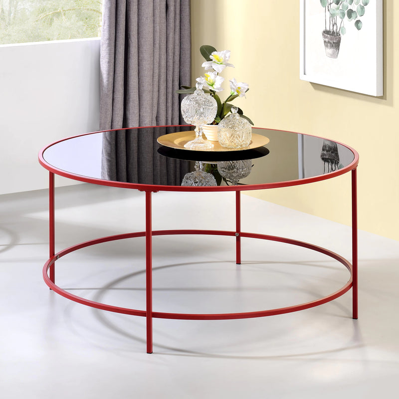 Banks Red And Black Glasstop Circular Coffee Table