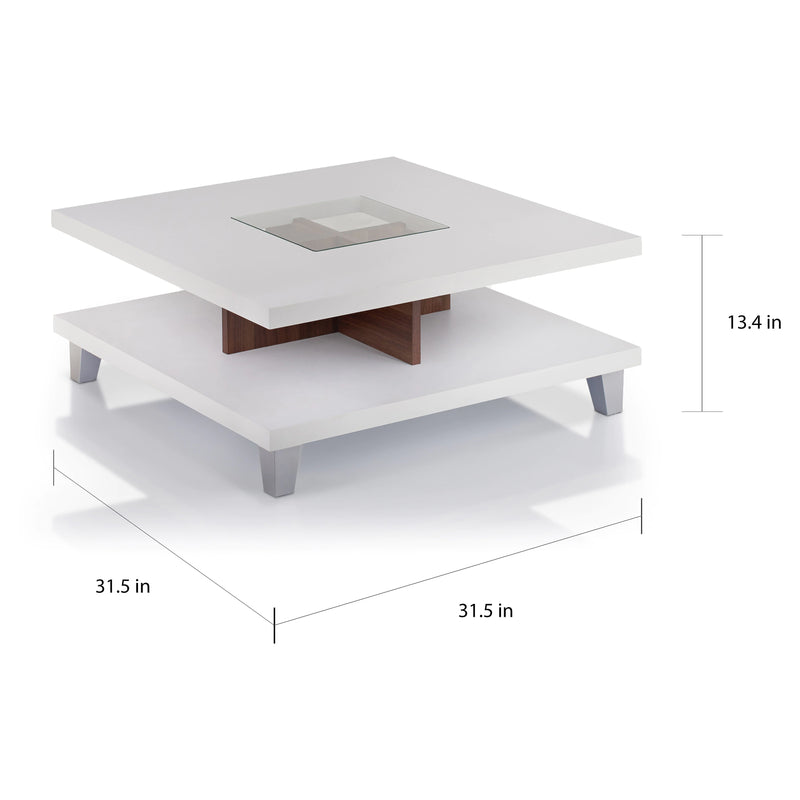 Contemporary Duo-Leveled White Coffee Table