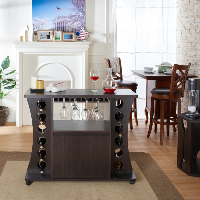 Melody Espresso 12-bottle Mobile Wine Bar Cabinet (43-inch)