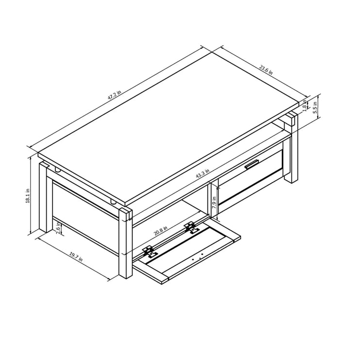 Castro Espresso and Frosted Pull-Down 2-Cabinet Storage Coffee Table