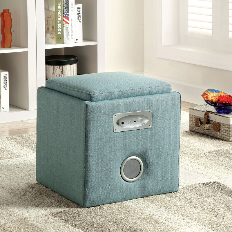 Malia Contemporary Square Bluetooth Fabric Ottoman with Speaker