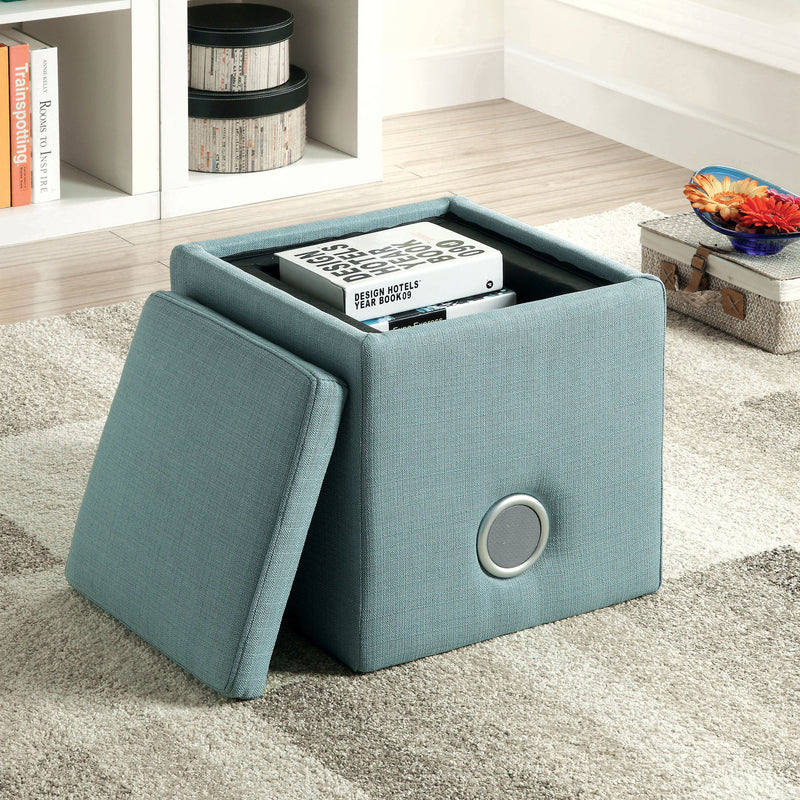 Malia Contemporary Square Bluetooth Fabric Ottoman with Speaker