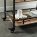 Mathew Oak and Sand Black Water Pipe Inspired Metal 3-Tier Bar Cart