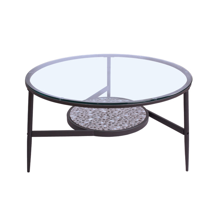 Isla-Mae Glass & Stone-like Powder Coated Round 3-Piece Accent Tables