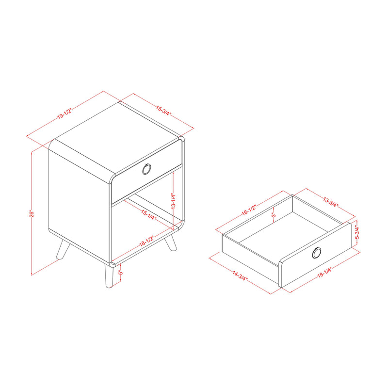 Dimensions of a side table.