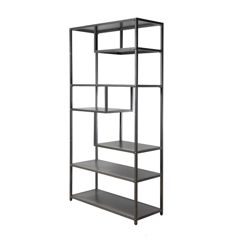 Rooks Industrial Powder Coated Dark Grey Tiered Bookshelf