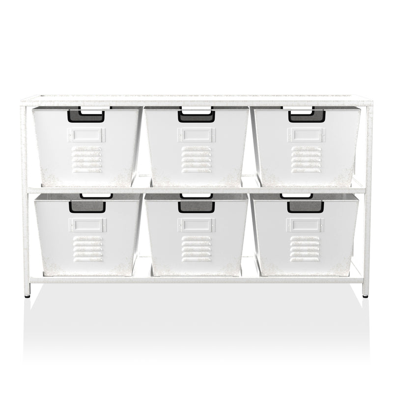 Switzer Urban Gun Metal 44-inch Storage Shelf and Six Removable Bins