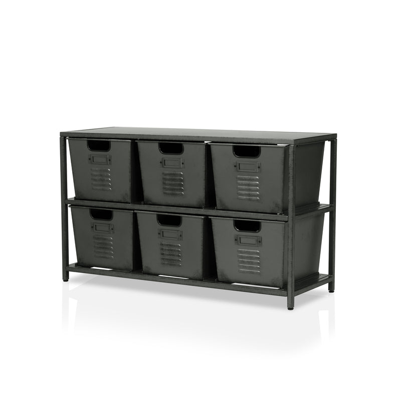 Switzer Urban Gun Metal 44-inch Storage Shelf and Six Removable Bins