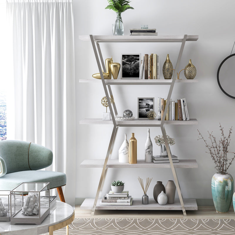 Nicole Metal Open Back Hourglass 5-Tier Bookshelf