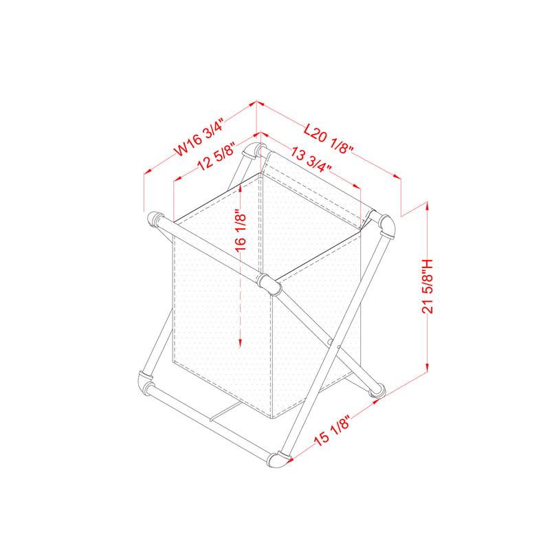 Byron Off-White Canvas and Sand Black Pipe Metal Urban Laundry Hamper