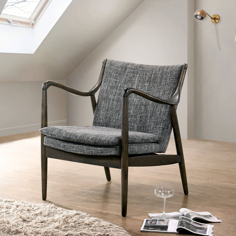 Hayes Mid-Century Modern Upholstered and Solid Wood Accent Chair